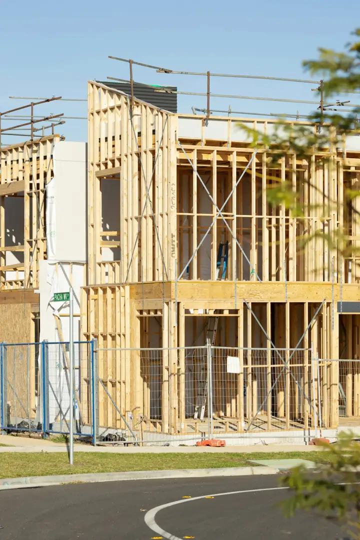 Timber wall framing for a new home under construction